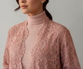 Lace Abaya with Chiffon Lining - Pink