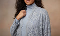 Lace Abaya with Chiffon Lining - Light Blue