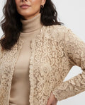 Lace Abaya with Chiffon Lining - Cream