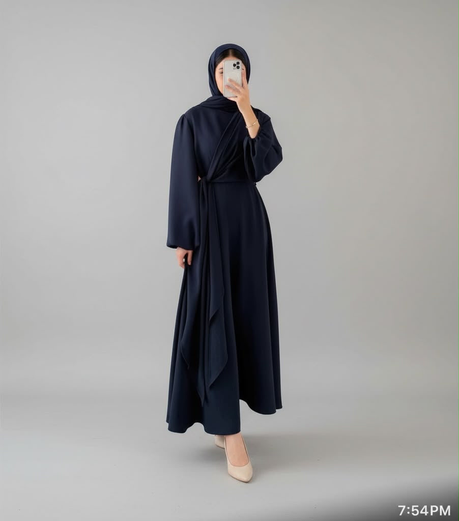 Model in emerald green modest maxi dress