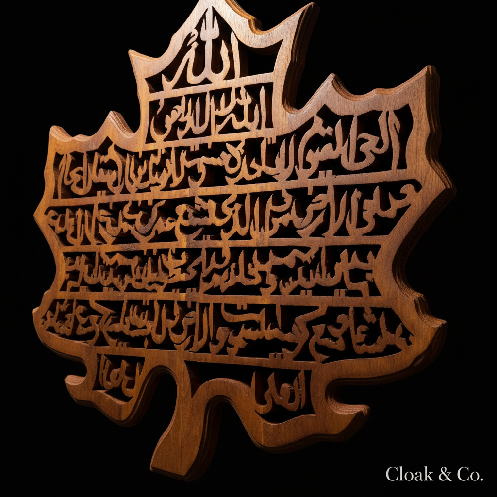 Ayatul Kursi Wall Art - Detail Close-up - Black Background