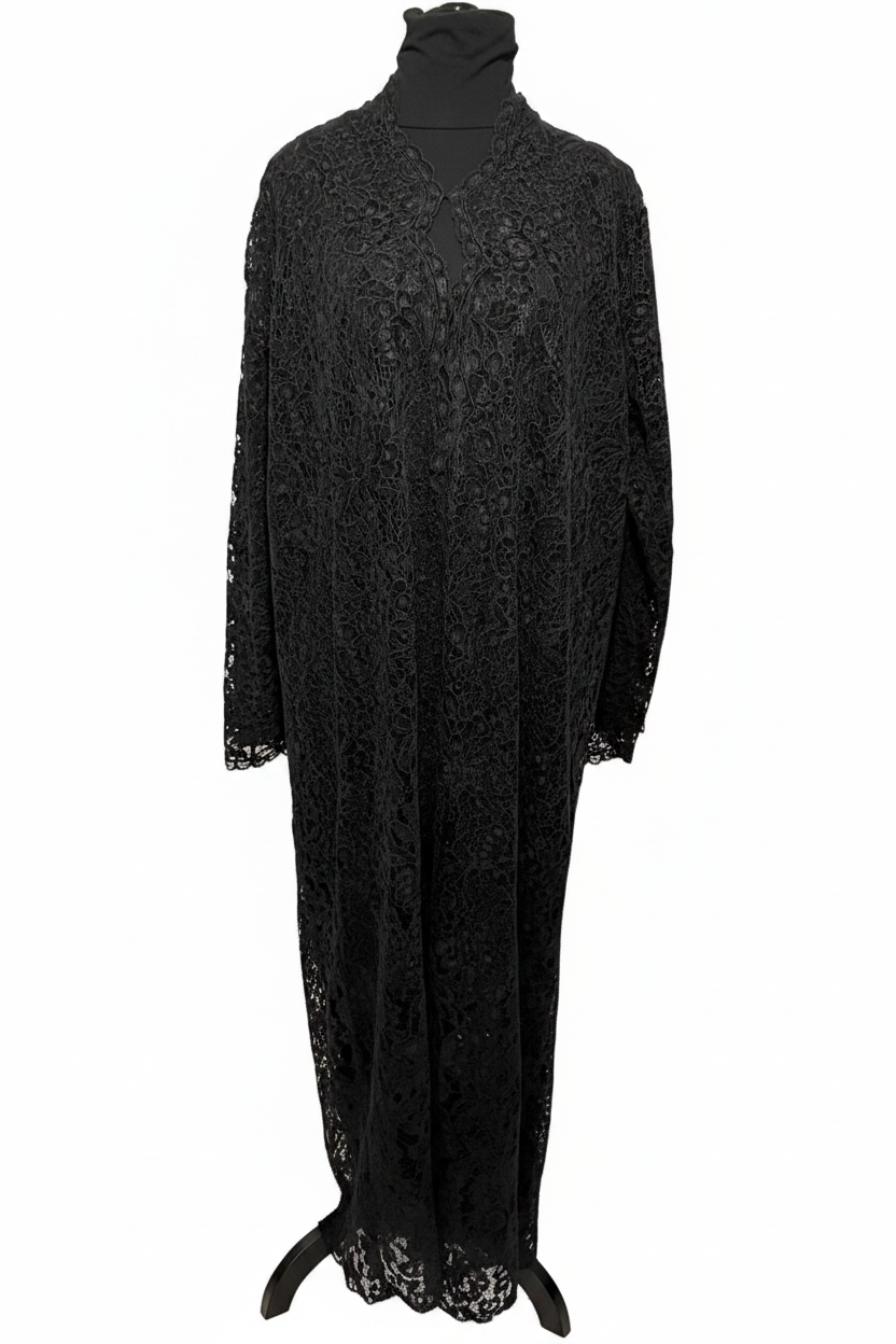 Black Lace Abaya - White Background