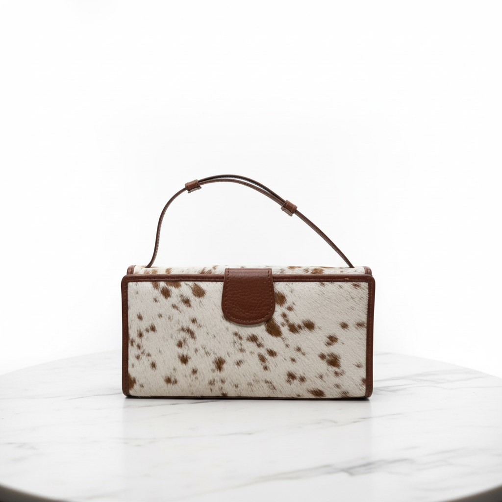 Cowhide Bag on White Marble