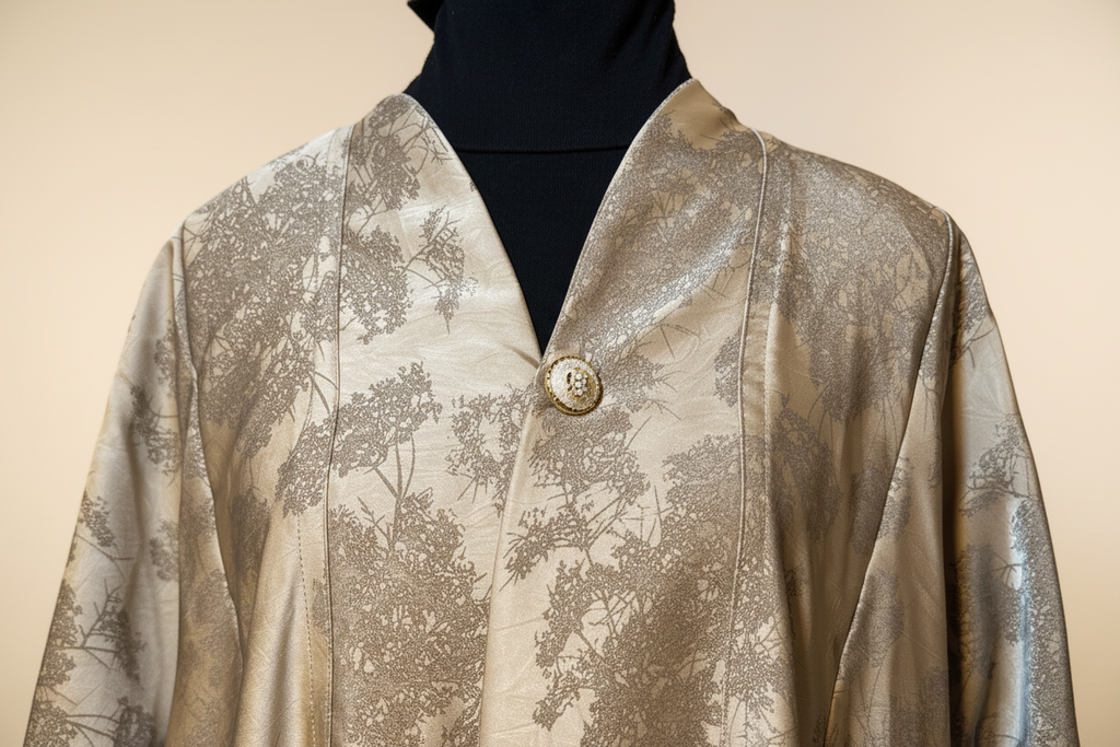 Gold Brocade Abaya Neckline Detail