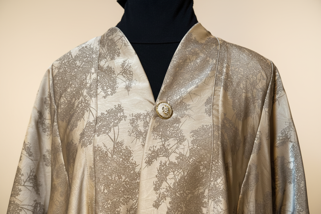 Gold Brocade Abaya Neckline Detail