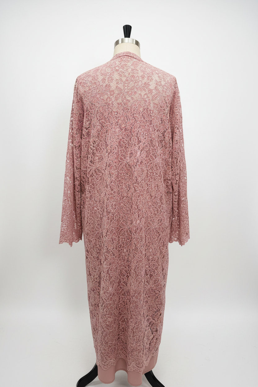 Pink Lace Abaya - Back