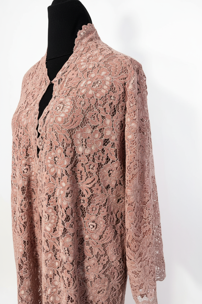 Pink Lace Abaya - Side